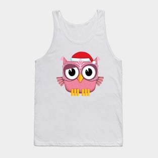 Owl Santa Claus pink Tank Top